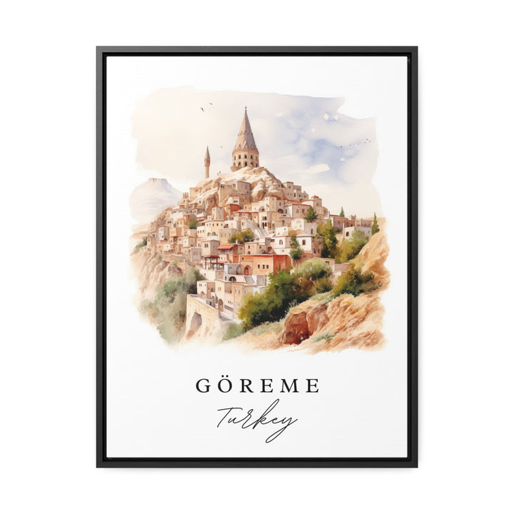 Goreme traditional travel art - Turkey, Goreme poster, Wedding gift, Birthday present, Custom Text, Personalized Gift