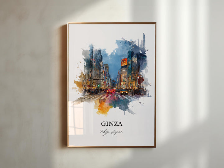 Ginza Tokyo Wall Art, Ginza Print, Ginza Japan Watercolor Art, Ginza Japan Gift, Tokyo Travel Print, Tokyo Travel Poster, Housewarming Gift
