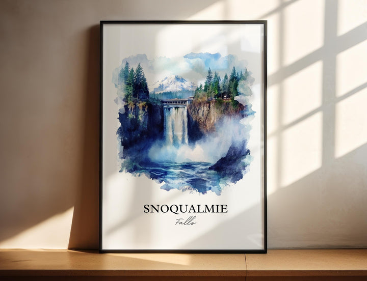 Snoqualmie Falls Wall Art, Fall City Print, Washington St Watercolor, Snoqualmie Falls Gift, Travel Print, Travel Poster, Housewarming Gift