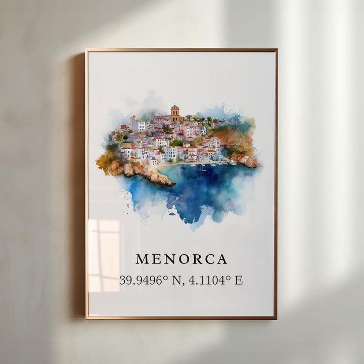 Menorca Spain wall art Spain, Menorca poster, Menorca Wedding gift, Balearic Islands souvenir, Custom Text, Personalised Gift