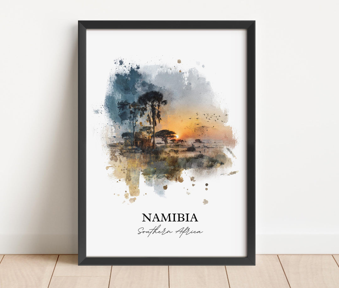 Namibia Wall Art, Namibia Print, Namibia Watercolor Art, Namibia Gift, Travel Print, Travel Poster, Housewarming Gift
