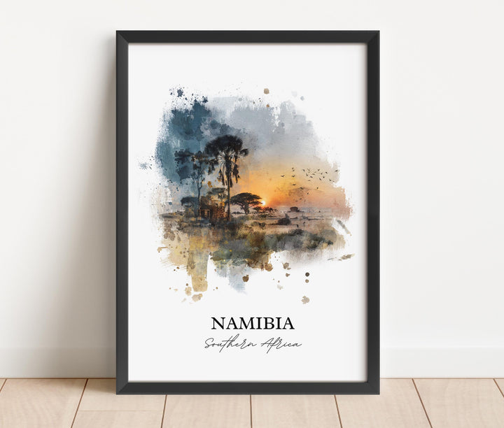 Namibia Wall Art, Namibia Print, Namibia Watercolor Art, Namibia Gift, Travel Print, Travel Poster, Housewarming Gift