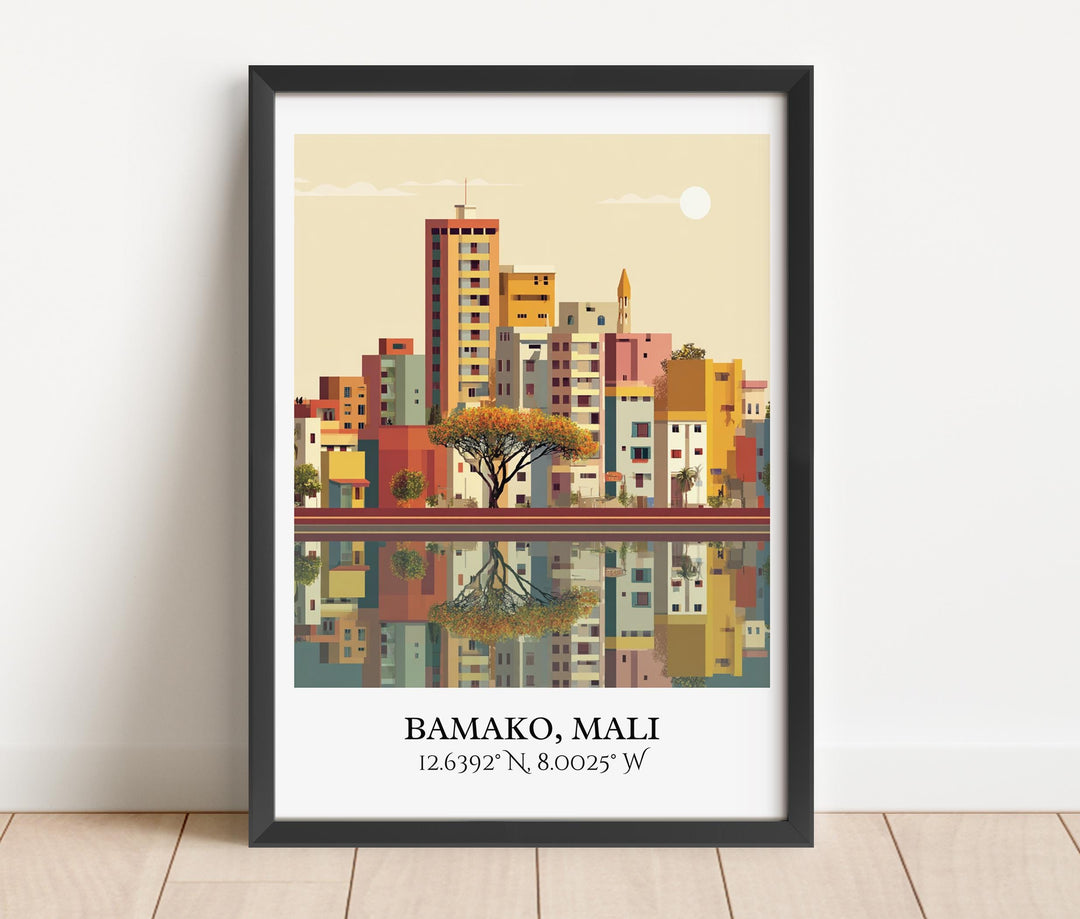 Bamako Art, Bamako Mali Retro Travel Art, Bamako Home Decor, Bamako Gift, Mali Travel Art, Travel Prints, Housewarming Gift