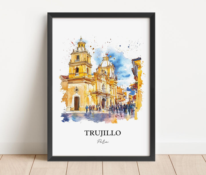 Trujillo Peru Wall Art, Department of La Libertad, Peru Watercolor Art, Trujillo Peru Gift, Travel Print, Travel Poster, Housewarming Gift
