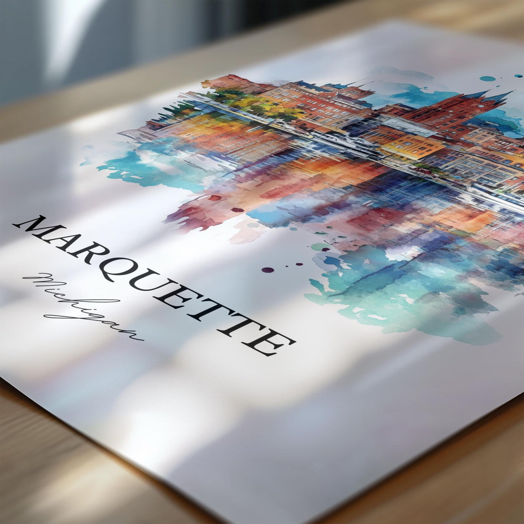 Marquette, Michigan, USA – Watercolor Art Print