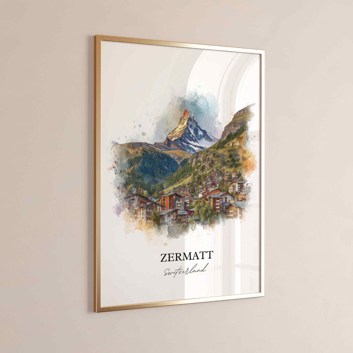 Zermatt, Switzerland – Watercolor Art Print