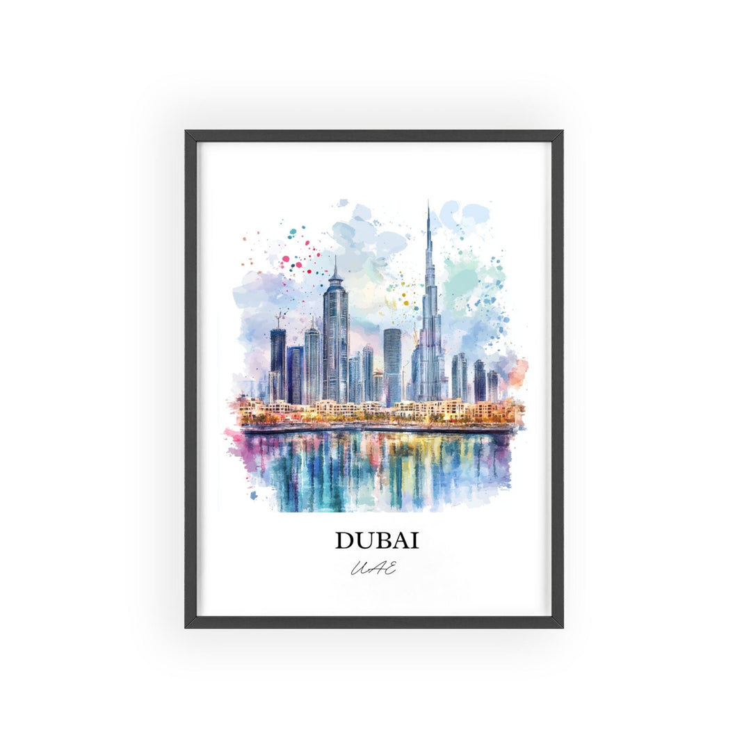 Dubai Wall Art, Dubai Skyline Print, Dubai Watercolor Art, United Arab Emirates Gift, Travel Print, Travel Poster, Housewarming Gift