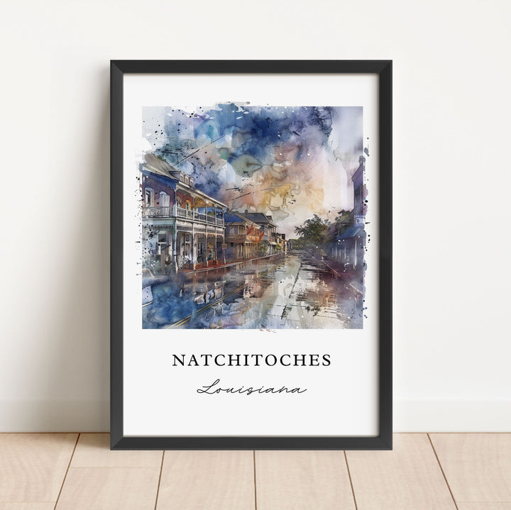 Natchitoches LA Wall Art, Natchitoches Print, Louisiana Watercolor, Natchitoches Gift,