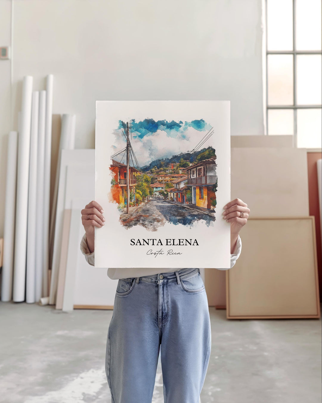 Santa Elena Wall Art, Monteverde Print, Costa Rica Watercolor Art, Santa Elena Gift, Travel Print, Travel Poster, Housewarming Gift