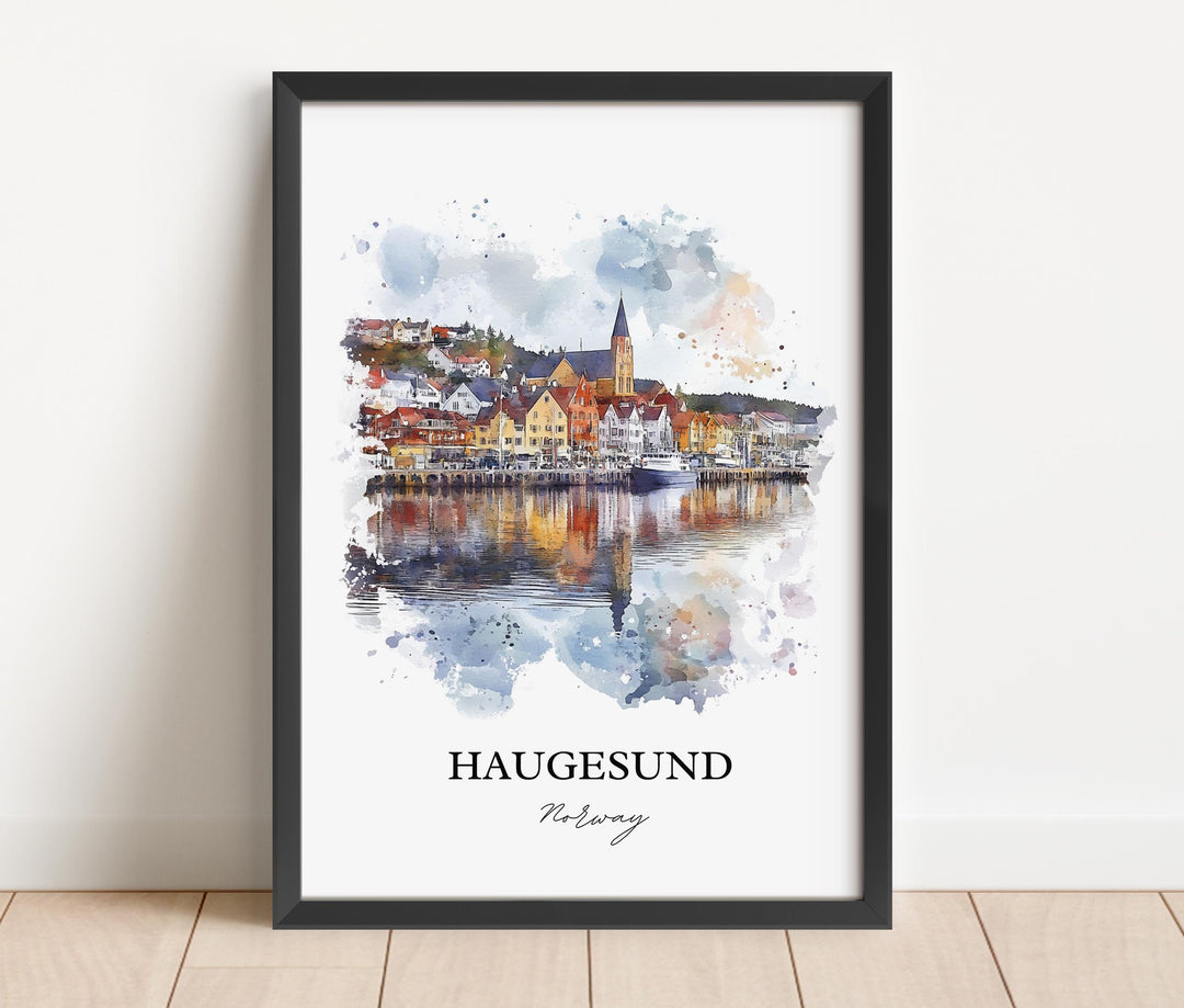 Haugesund, Norway – Watercolor Art Print