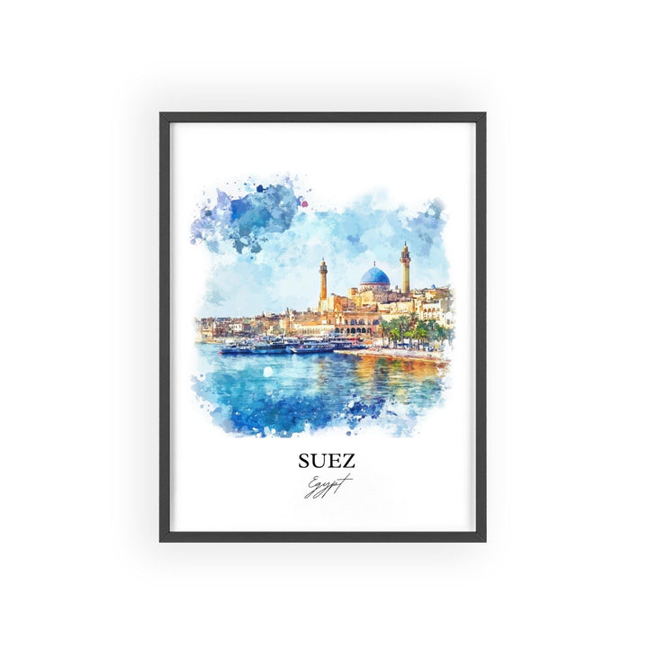 Suez Egypt Wall Art, Suez Canal Print, Egypt Watercolor Art, Suez Egypt Gift, Travel Print, Travel Poster, Housewarming Gift