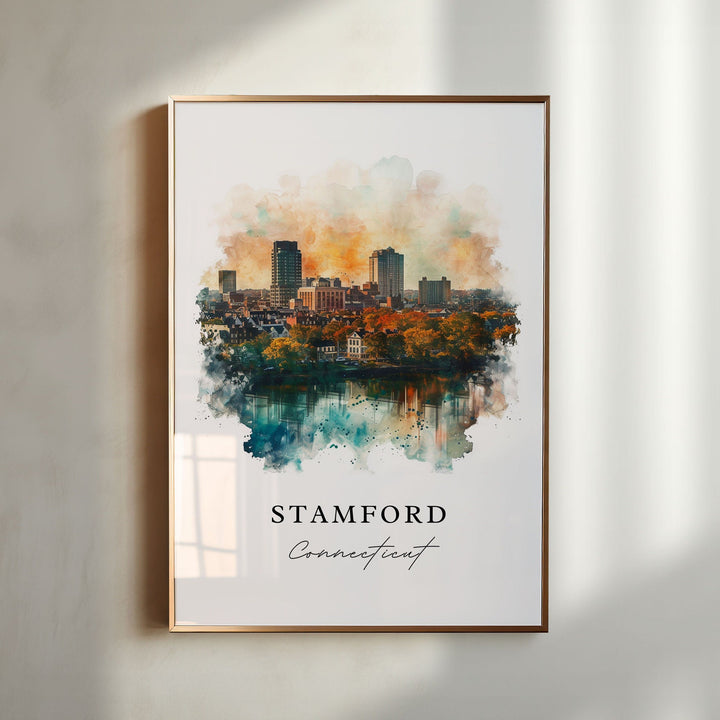 Stamford CT Wall Art, Connecticut Print, Stamford Wall Art, Stamford Gift, Travel Print, Travel Poster, Travel Gift, Housewarming Gift