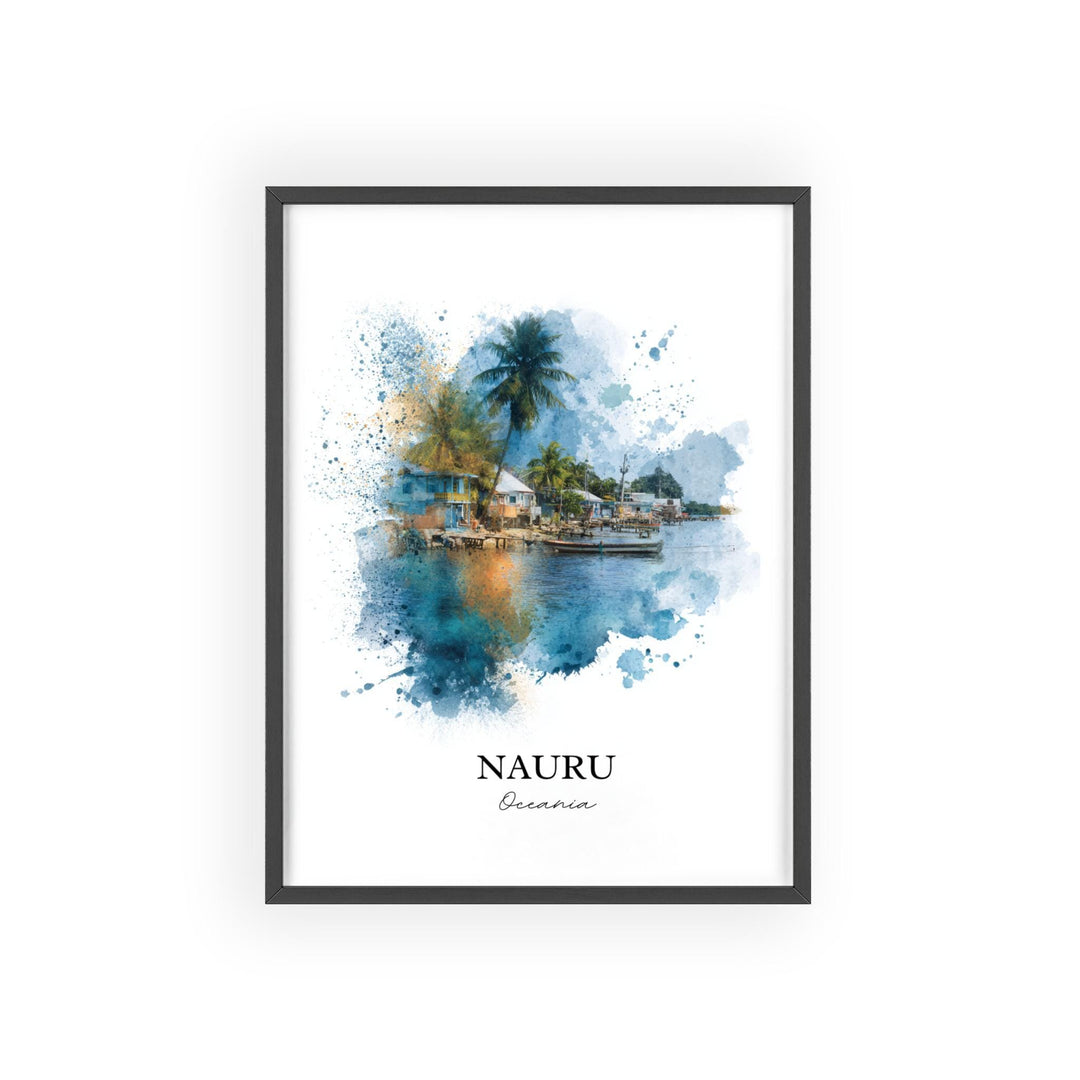 Nauru Wall Art, Nauru Print, Nauru Island Watercolor Art, Nauru Gift, Travel Print, Travel Poster, Housewarming Gift