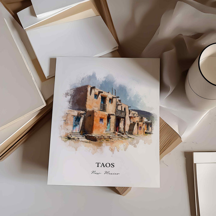 Taos, New Mexico – Watercolor Art Print