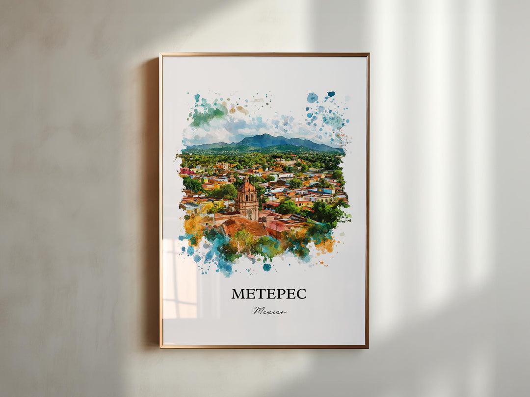 Metepec MX Wall Art, Toluca Print, Mexico Watercolor Art, Metepec Gift, Travel Print, Travel Poster, Housewarming Gift