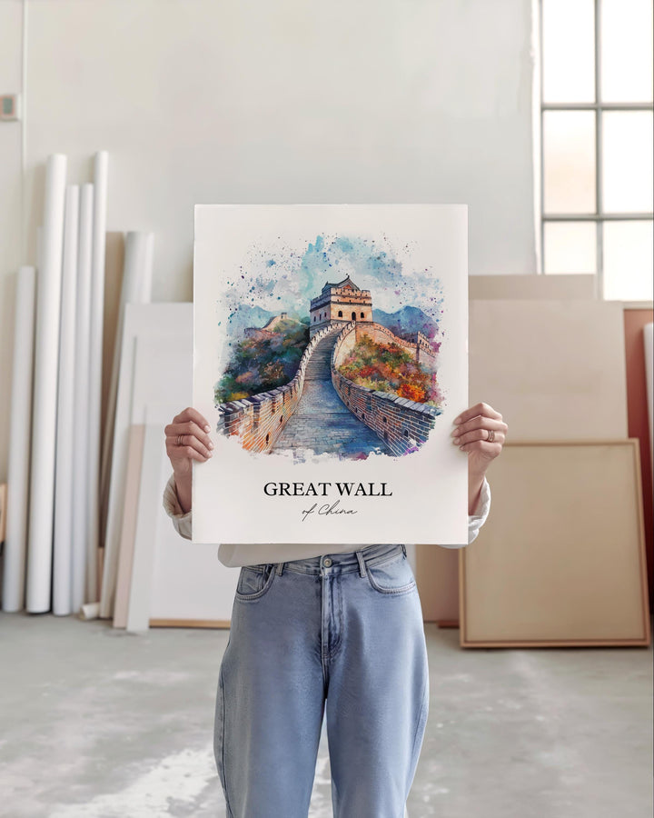 Great Wall of China Wall Art, China Print, China Watercolor Art, Great Wall of China Gift, Travel Print, Travel Poster, Housewarming Gift