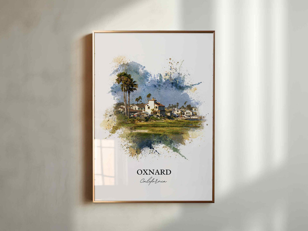 Oxnard CA Wall Art, Oxnard Print, Oxnard Watercolor Art, Oxnard California Gift, Travel Print, Travel Poster, Housewarming Gift