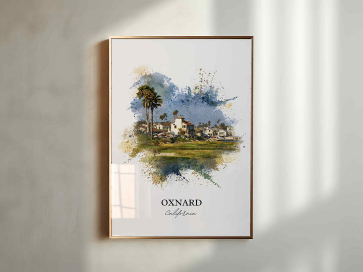 Oxnard CA Wall Art, Oxnard Print, Oxnard Watercolor Art, Oxnard California Gift, Travel Print, Travel Poster, Housewarming Gift