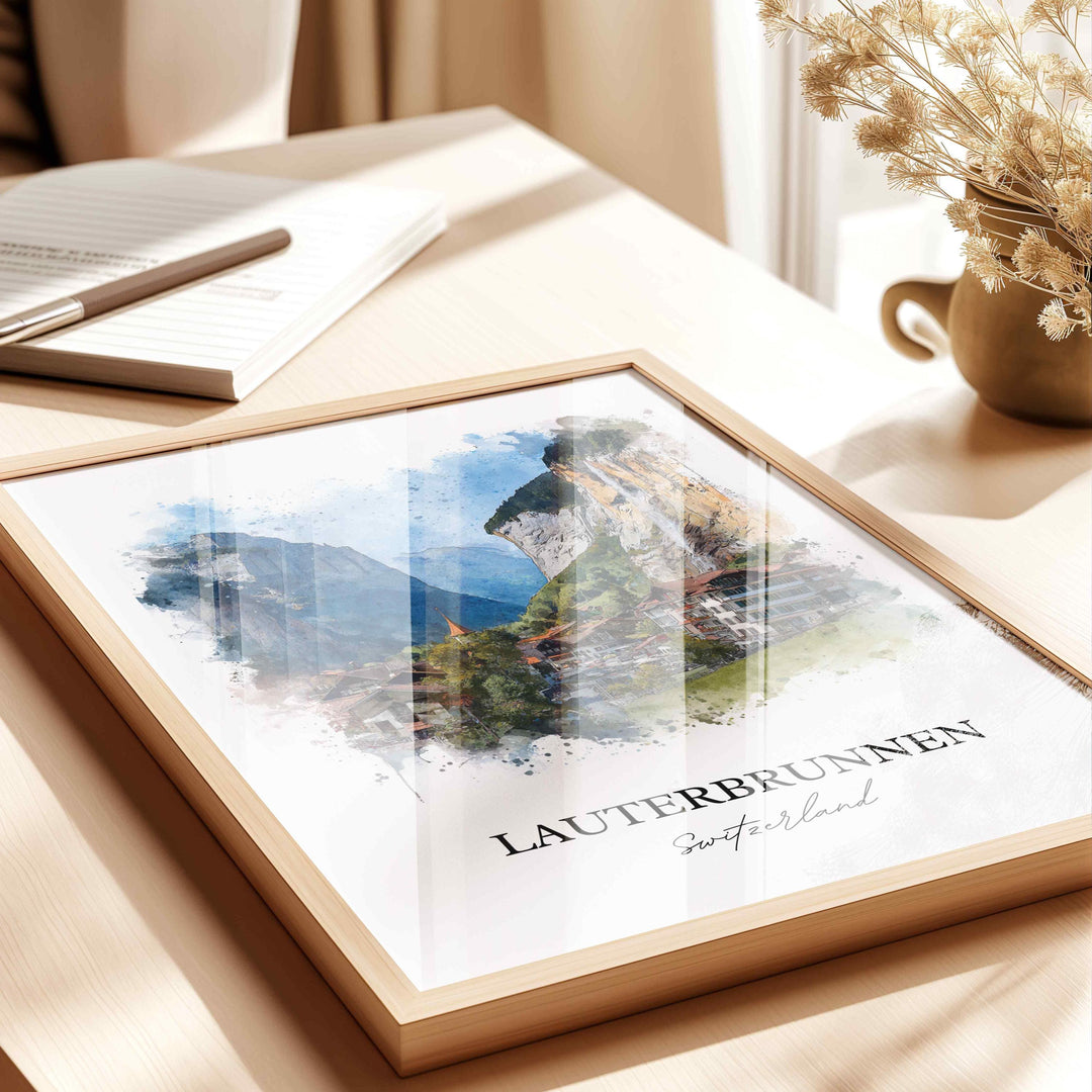 Lauterbrunnen, Switzerland – Watercolor Art Print