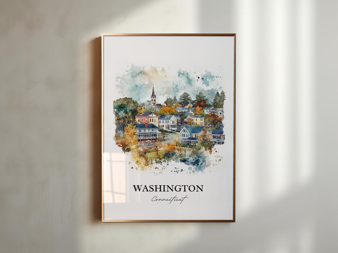 Washington CT Wall Art, Litchfield County Print, Connecticut Watercolor, Washington CT Gift, Travel Print, Travel Poster, Housewarming Gift