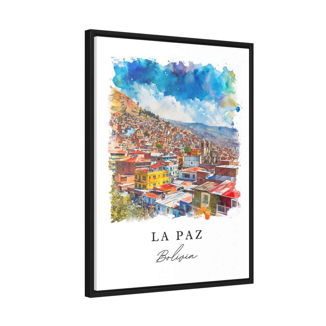 La Paz watercolor travel art - Bolivia, La Paz print, Wedding gift, Birthday present, Custom Text, Perfect Gift