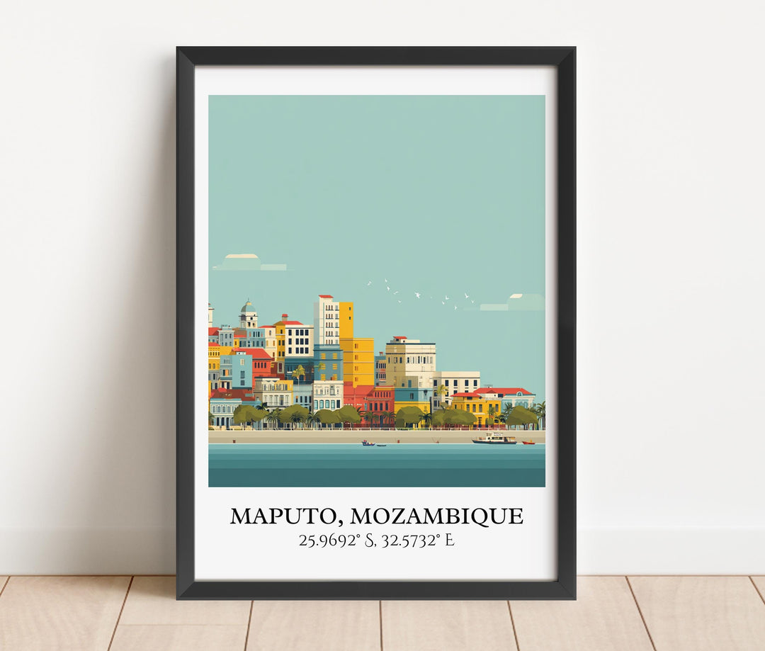 Maputo Art, Maputo Retro Travel Art, Maputo Mozambique Home Decor, Mozambique Gift, Mozambique Travel Art, Travel Prints, Housewarming Gift