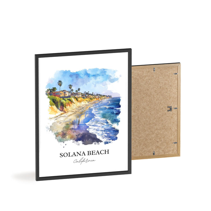 Solana Beach Wall Art, San Diego County Print, SoCal Watercolor Art, Solana Beach Gift, Travel Print, Travel Poster, Housewarming Gift