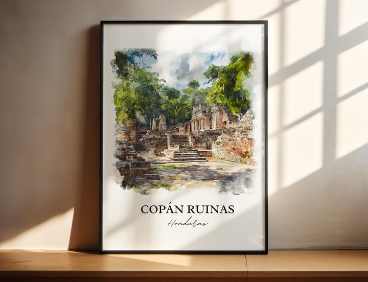 Copan Ruinas Wall Art, Honduras Print, Honduras Watercolor Art, Copan Ruinas Gift, Travel Print, Travel Poster, Housewarming Gift