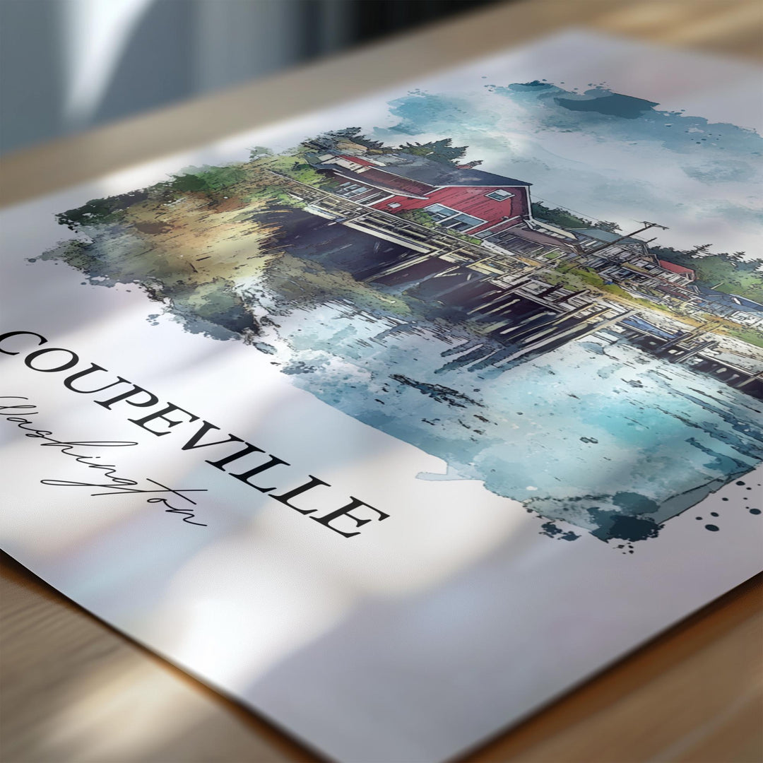 Coupeville WA Wall Art, Coupeville Print, Whidbey Island Artwork, Coupeville Washington Gift, Travel Print, Travel Poster, Housewarming Gift