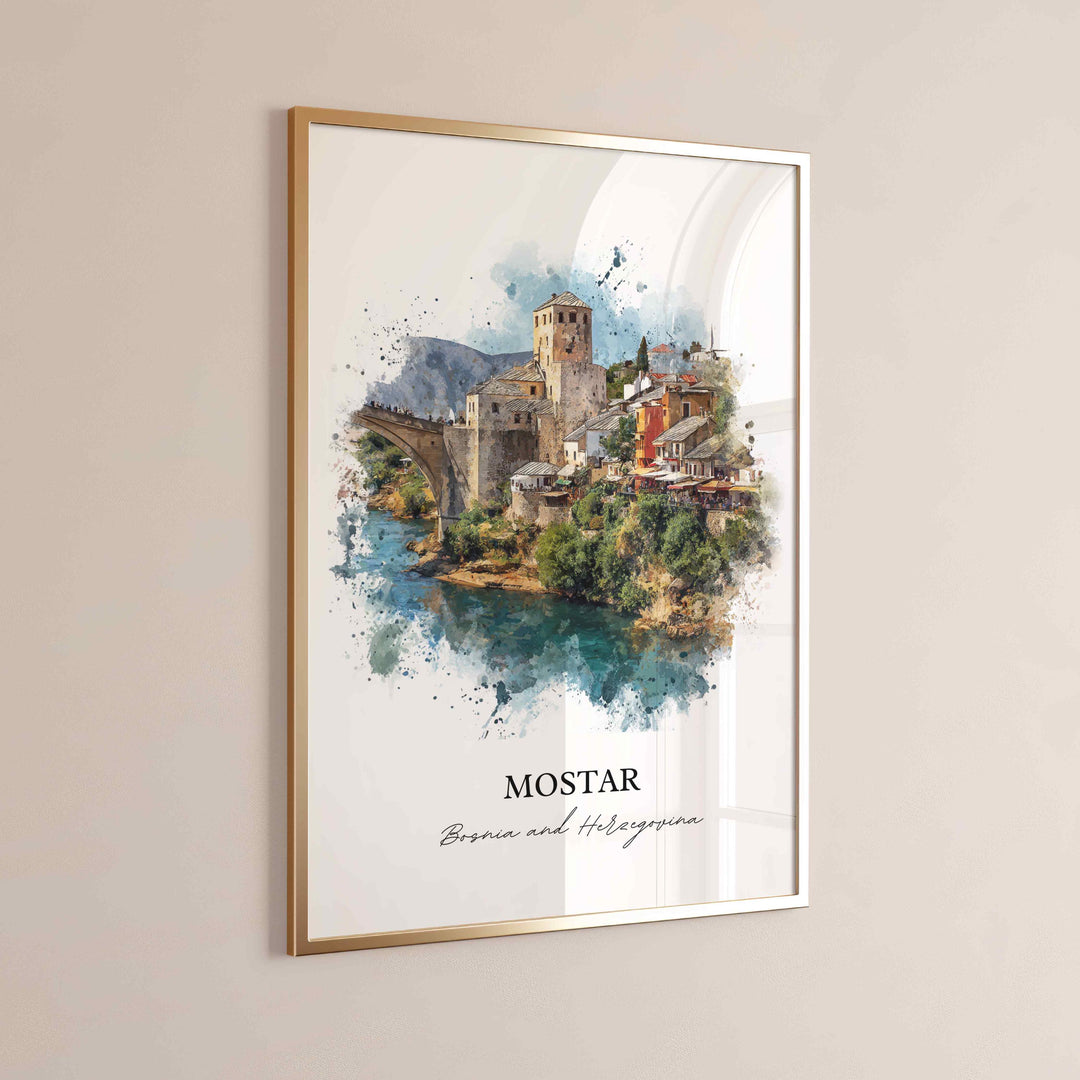 Mostar, Bosnia & Herzegovina – Watercolor Art Print