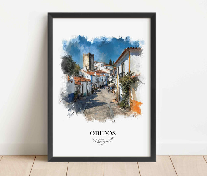 Obidos, Portugal – Watercolor Art Print