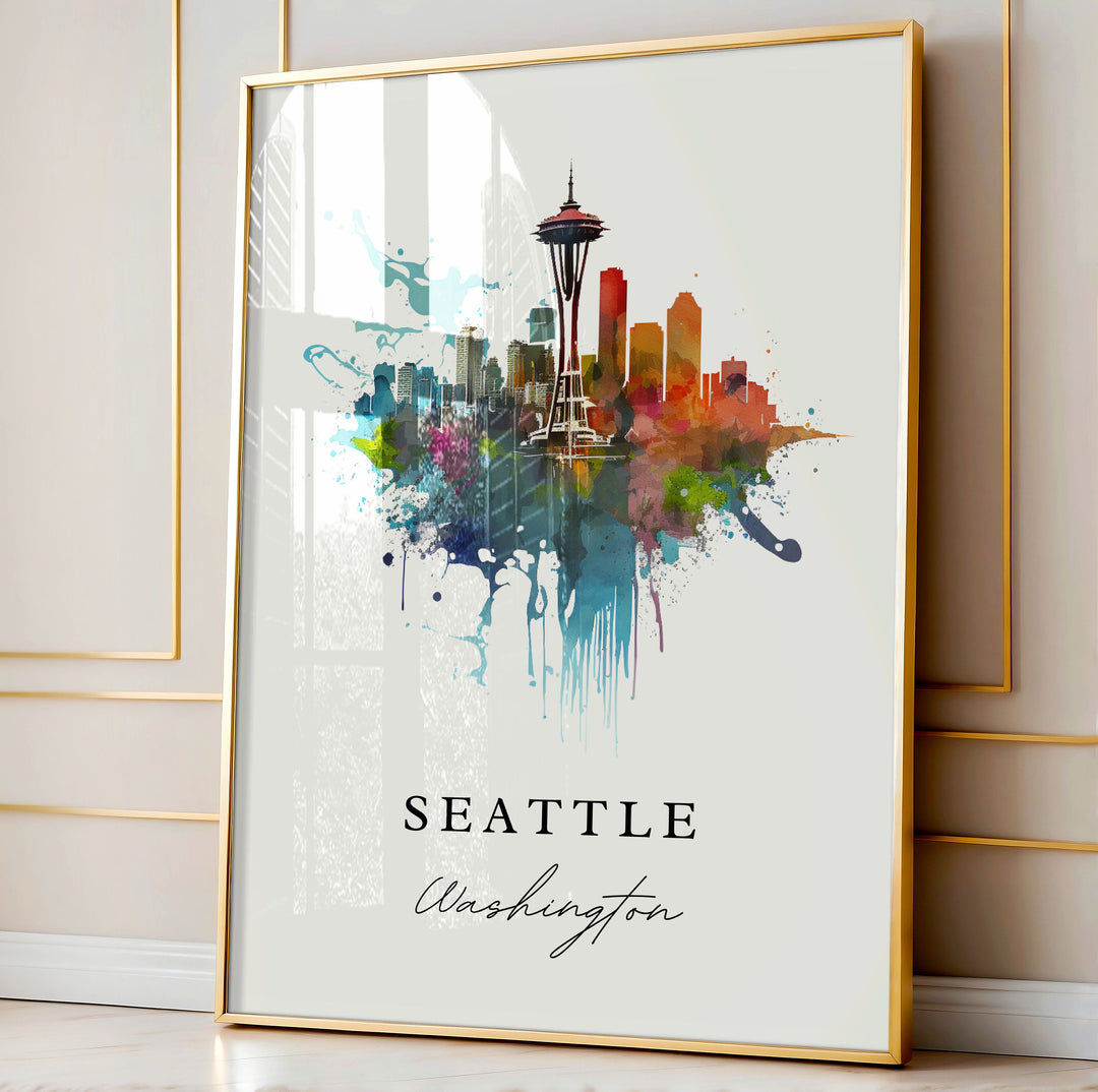 Seattle Washington wall art - Washington, Seattle poster, Seattle Skyline Wedding gift, Birthday present, Custom Text, Personalised Gift