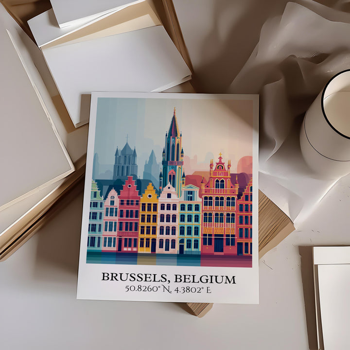 Brussels Art, Brussels Retro Travel Art, Brussels Home Decor, Brussels Belgium Gift, Belgium Travel Art, Travel Prints, Housewarming Gift