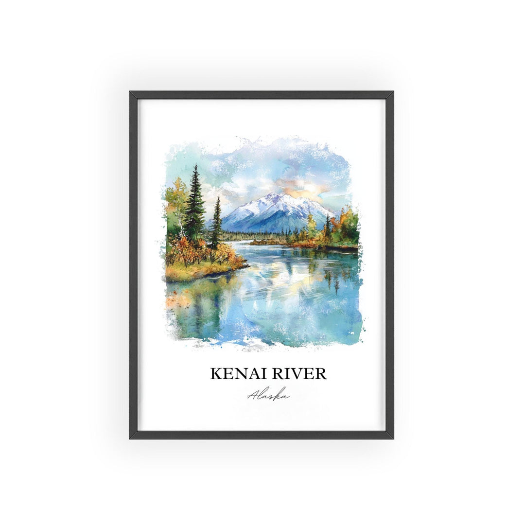 Kenai River Wall Art, Anchorage AK Print, Alaska Watercolor Art, Kenai River Alaska Gift, Travel Print, Travel Poster, Housewarming Gift