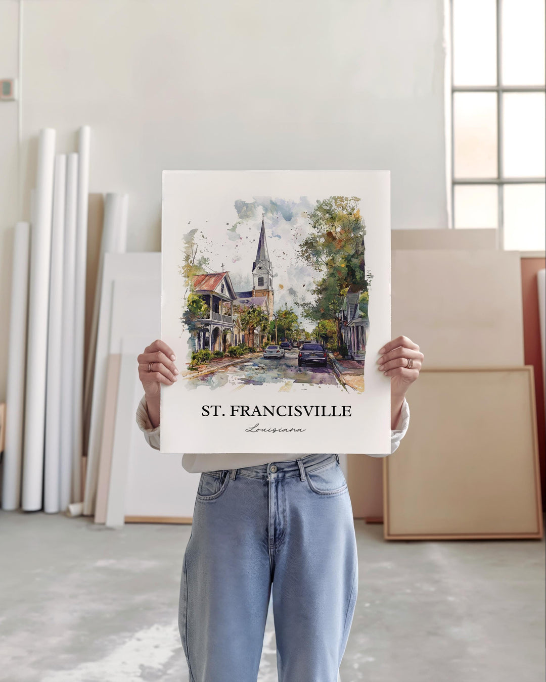 St. Francisville Wall Art, Baton Rouge Print, Louisiana Watercolor, St. Francisville LA Gift, Travel Print, Travel Poster, Housewarming Gift