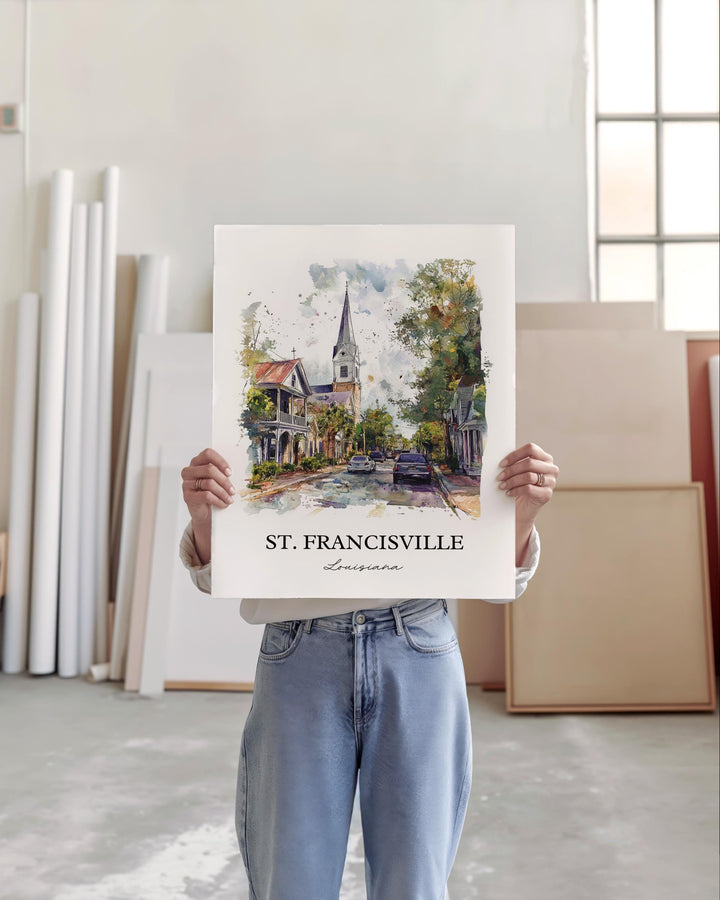 St. Francisville Wall Art, Baton Rouge Print, Louisiana Watercolor, St. Francisville LA Gift, Travel Print, Travel Poster, Housewarming Gift