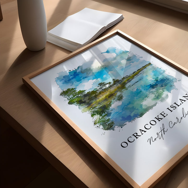 Ocracoke Island Wall Art, Ocracoke Island Print, Ocracoke Island NC Watercolor, Outer Banks NC Gift, Travel Print, Housewarming Gift