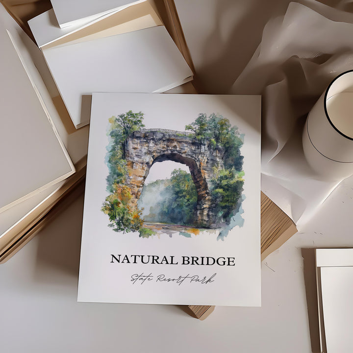 Natural Bridge State Resort Park, Kentucky – Watercolor Art Print
