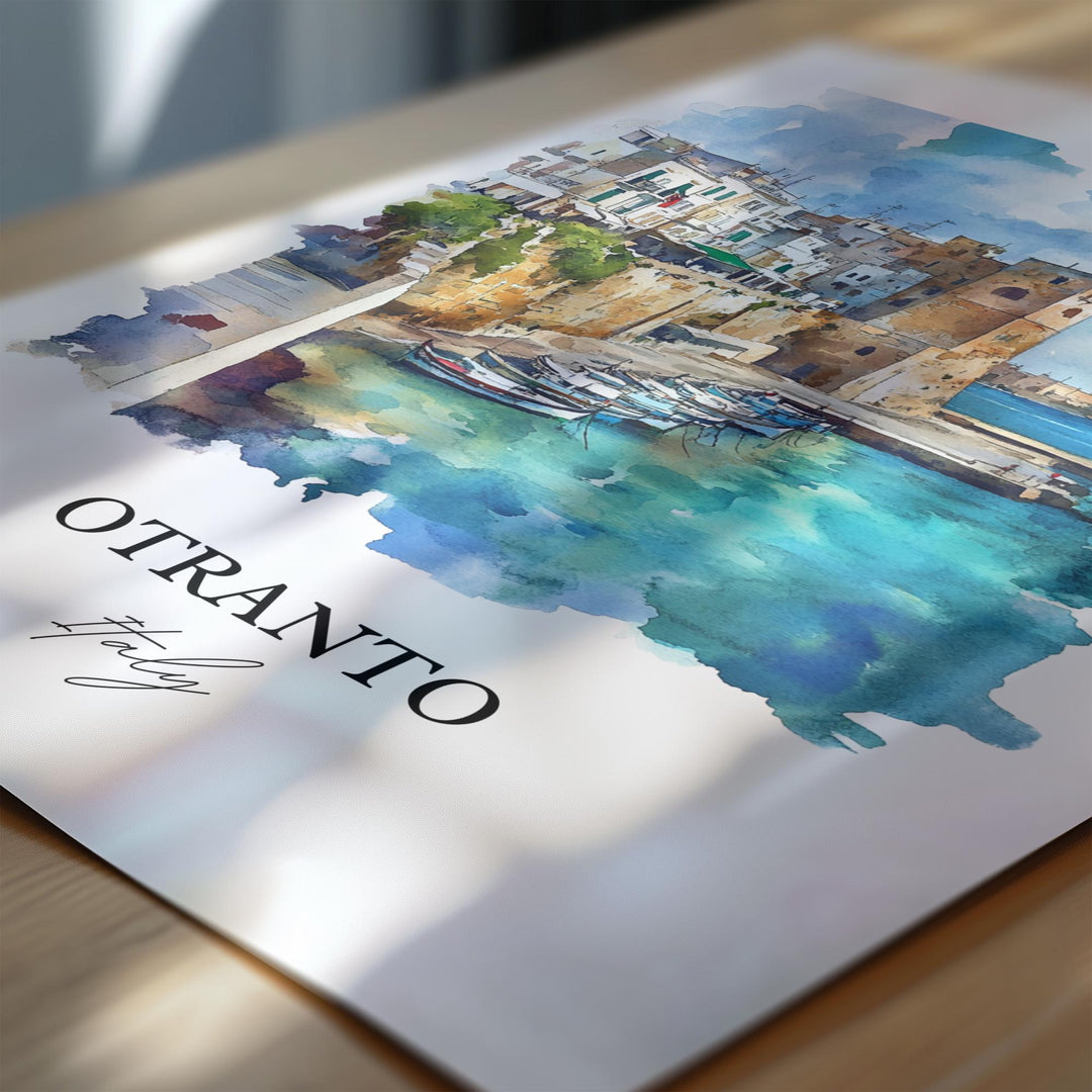 Otranto Wall Art, Apulia Region Print, Italy Watercolor Art, Otranto Italy Gift, Travel Print, Travel Poster, Housewarming Gift
