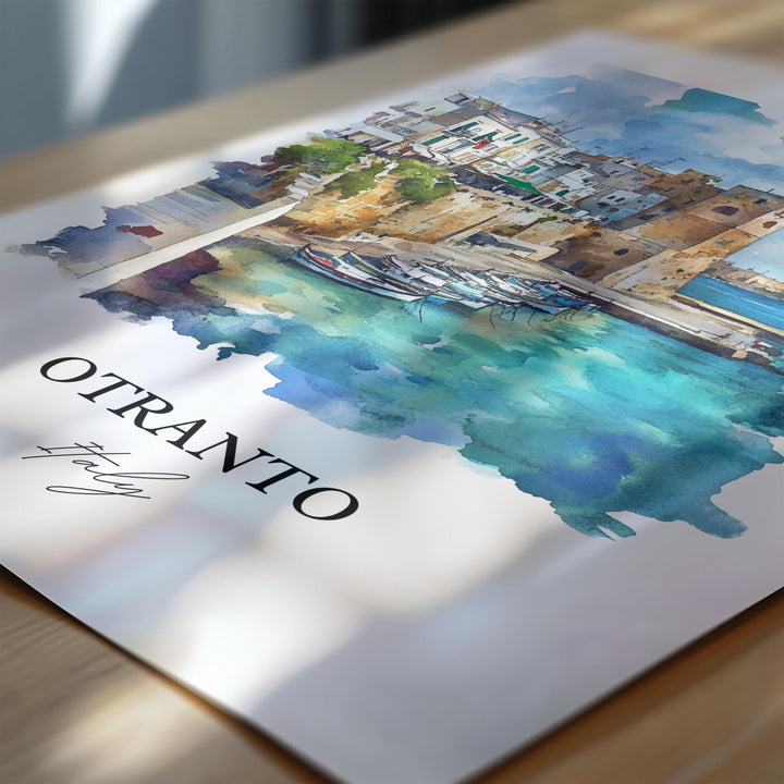 Otranto Wall Art, Apulia Region Print, Italy Watercolor Art, Otranto Italy Gift, Travel Print, Travel Poster, Housewarming Gift
