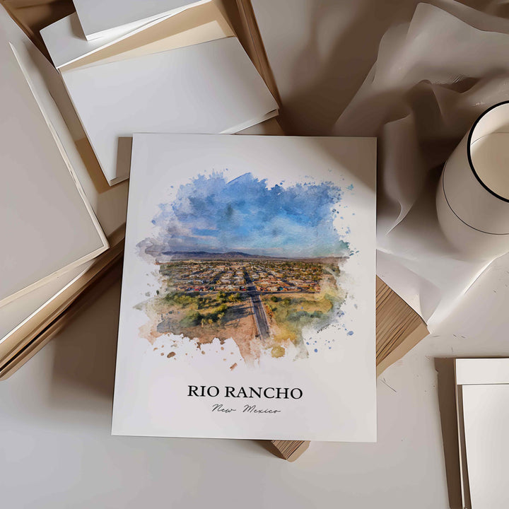 Rio Rancho Wall Art, New Mexico Print, Rio Rancho Watercolor Art, New Mexico Gift, Travel Print, Travel Poster, Housewarming Gift