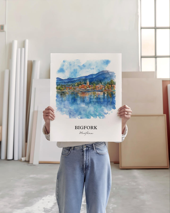 Bigfork, Montana, USA – Watercolor Art Print