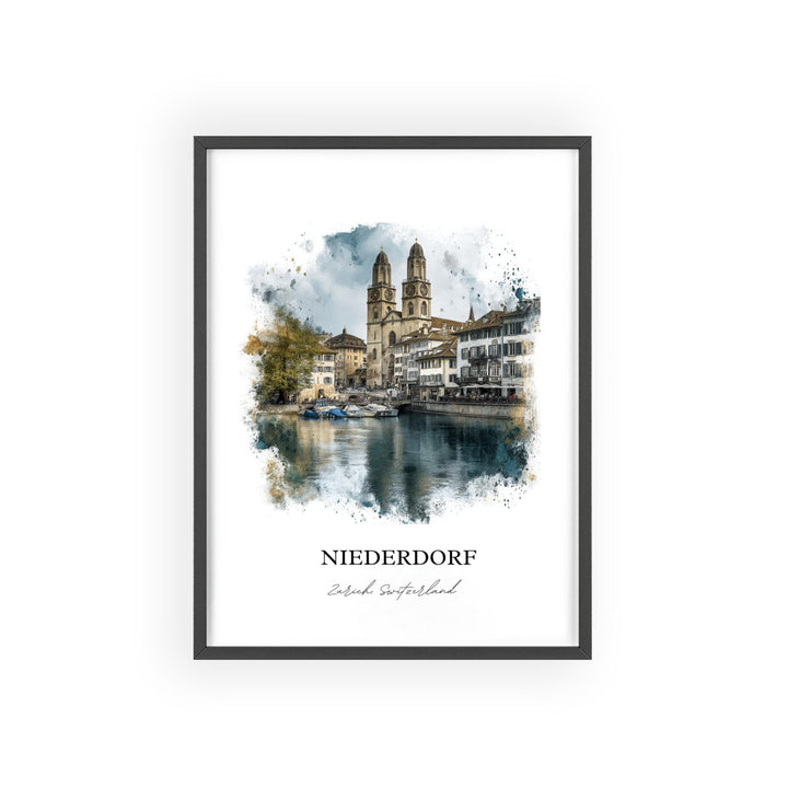 Niederdorf, Switzerland – Watercolor Art Print