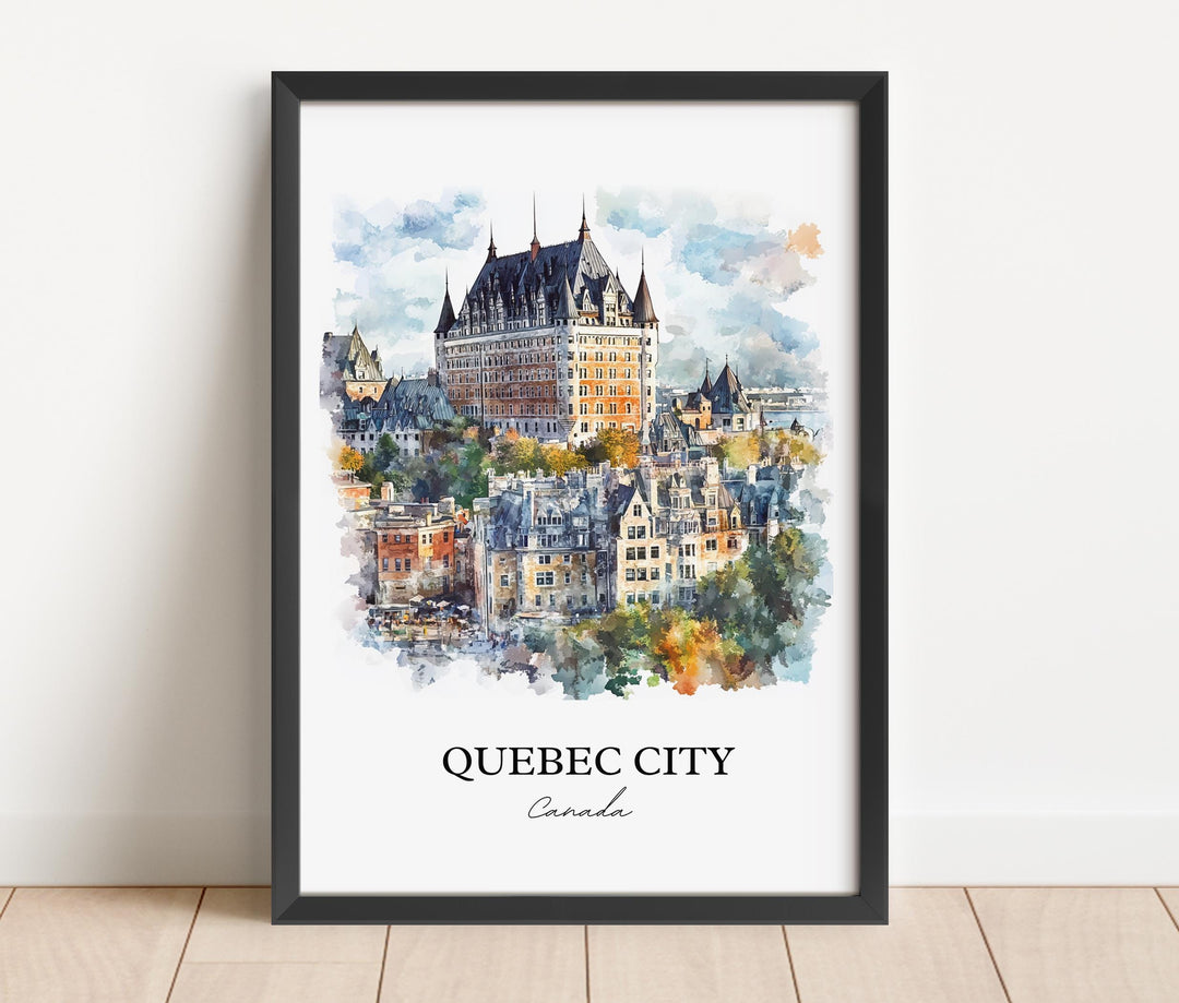Quebec City Wall Art, Saint Lawrence River Print, Canada Watercolor Art, Quebec City Gift, Travel Print, Travel Poster, Housewarming Gift
