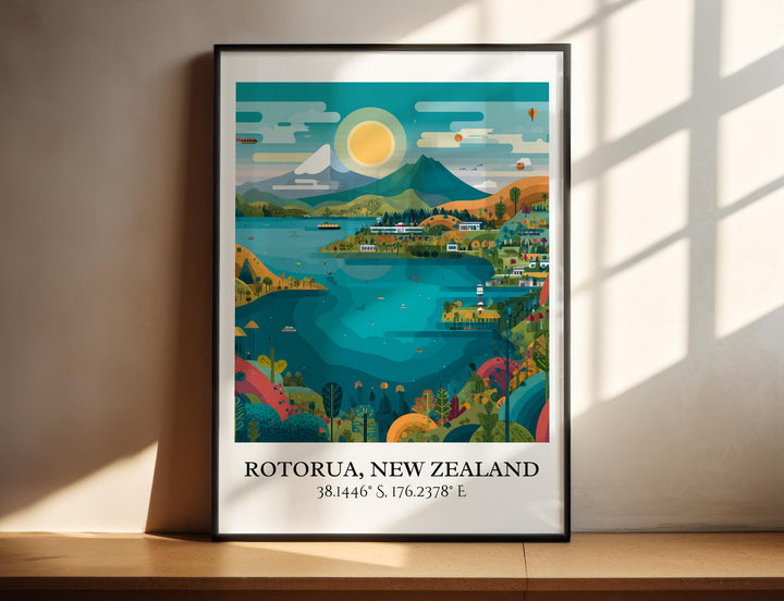 Rotorua, New Zealand – Watercolor Art Print