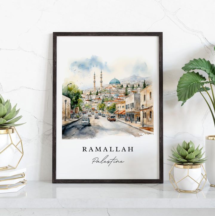 Ramallah traditional wall art - Palestine, Ramallah poster, Wedding gift, Birthday present, Custom Text, Personalized Gift