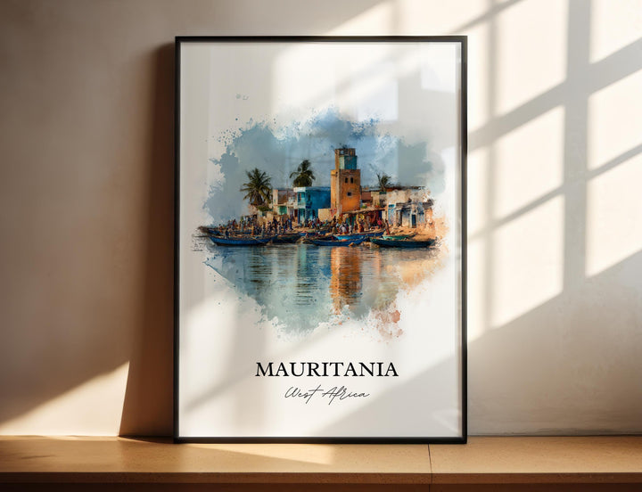 Mauritania Wall Art, Mauritania Print, Africa Watercolor Art, Mauritania Gift, Travel Print, Travel Poster, Housewarming Gift