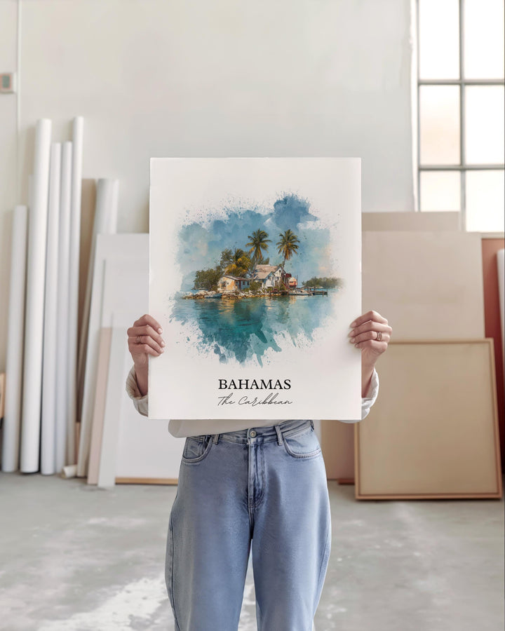 Bahamas Wall Art, Bahamas Print, Bahamas Watercolor Art, Bahamas Gift, Travel Print, Travel Poster, Housewarming Gift