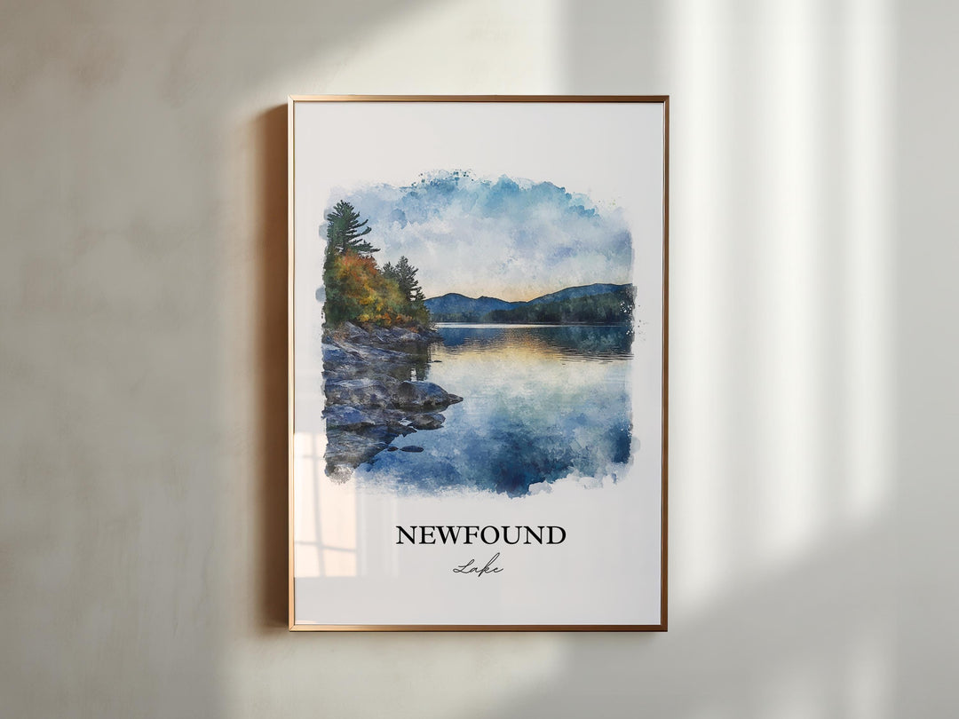 Newfound Lake Wall Art, Grafton County, Print, NH Watercolor Art, Newfound Lake Gift, Travel Print, Travel Poster, Housewarming Gift