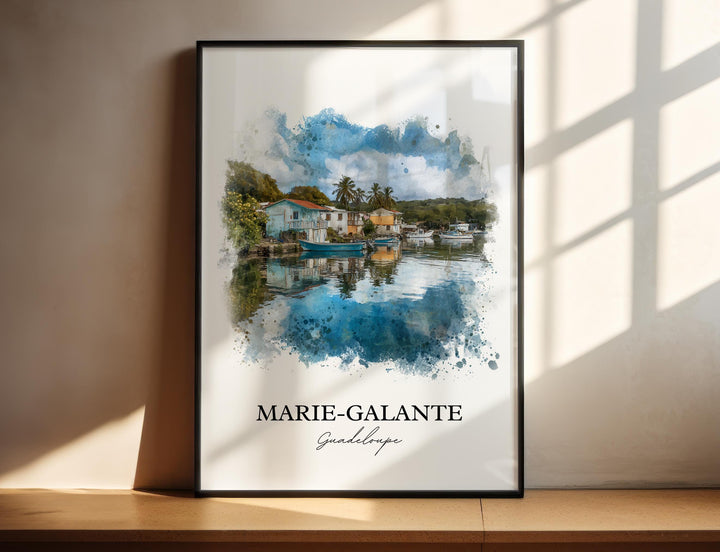 Marie-Galante Wall Art, Guadeloupe Print, Guadeloupe Watercolor Art, Guadeloupe Gift, Travel Print, Travel Poster, Housewarming Gift
